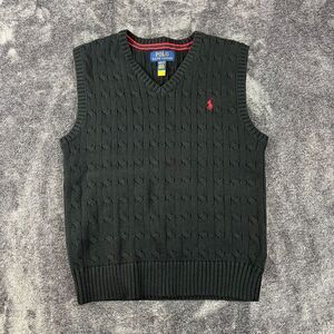 Polo Ralph Lauren Cable Knit Youth M(10-12) Sweater Vest Black Sleeveless